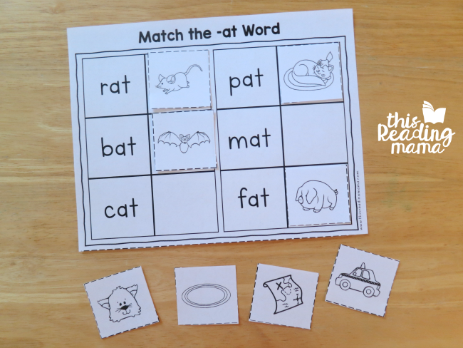 Match the -at Word Page from Reading the Alphabet