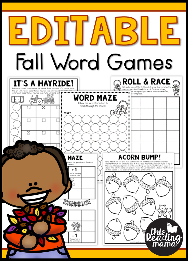 Editable Fall Word Games - This Reading Mama