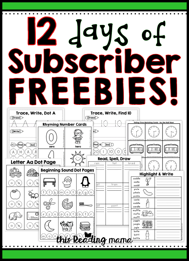 12 Days of Subscriber Freebies - This Reading Mama