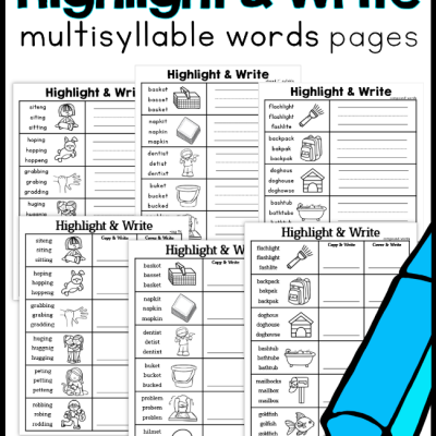 Mutisyllable Words Spelling Pages