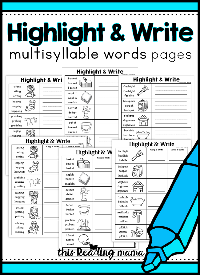 Multisyllable Words Spelling Pages - Highlight and Write - This Reading Mama