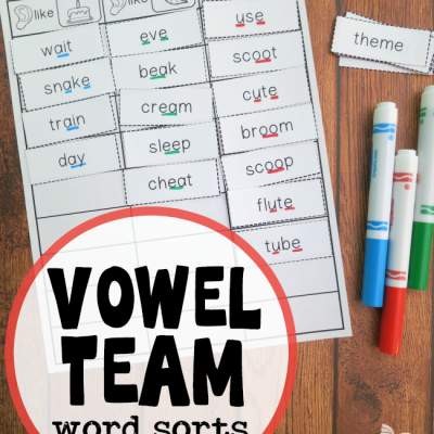 Vowel Team Word Sorts – Cut & Sort
