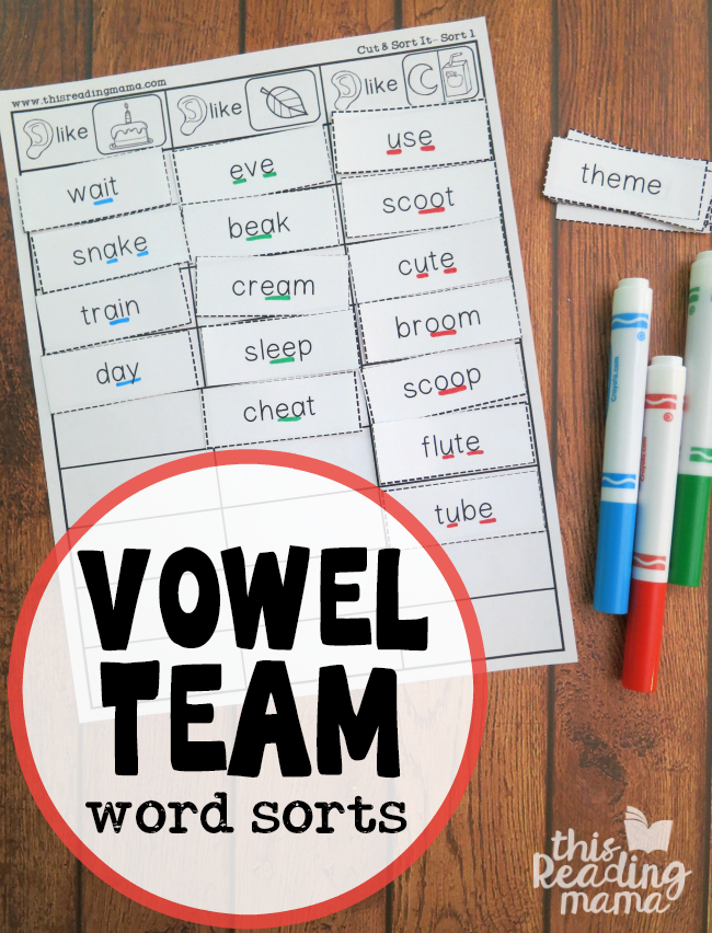 Vowel Team Word Sorts - Cut and Sort - This Reading Mama