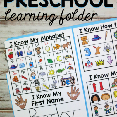 Free Preschool Learning Folder