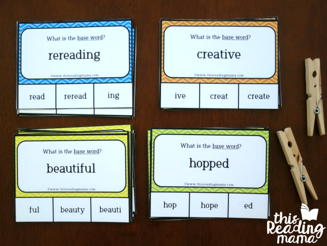 base words clip cards - 4 different kinds