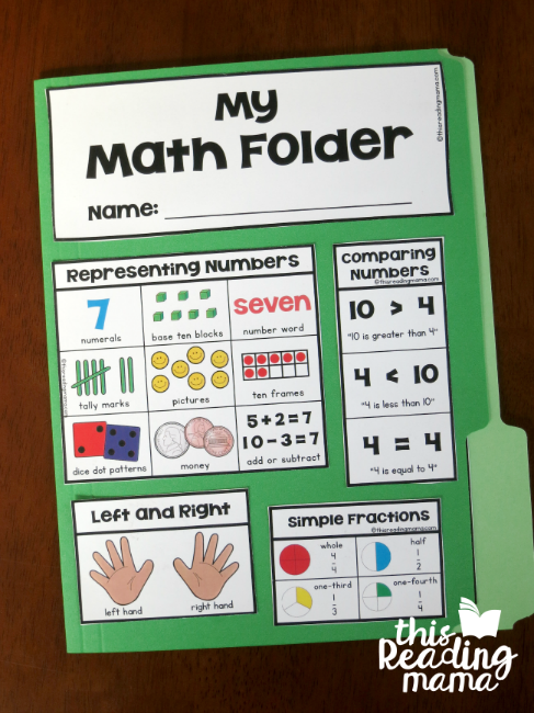 K-2 Math Folder front - This Reading Mama