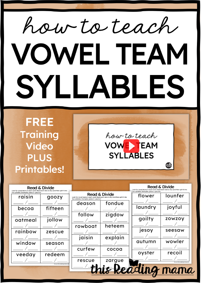 How to Teach Vowel Team Syllables - This Reading Mama
