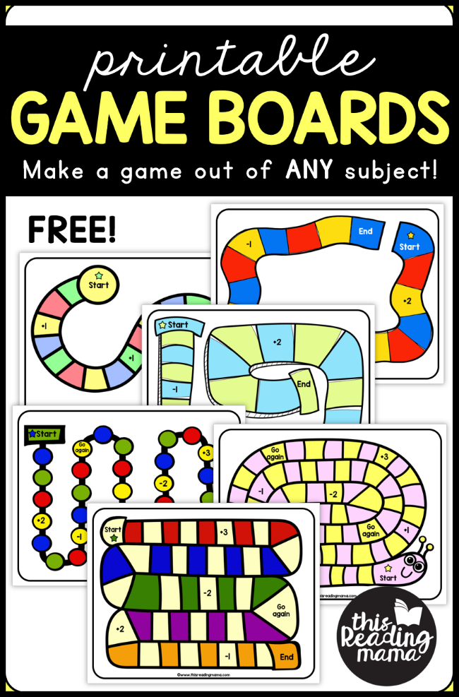 printable game boards for any subject this reading mama