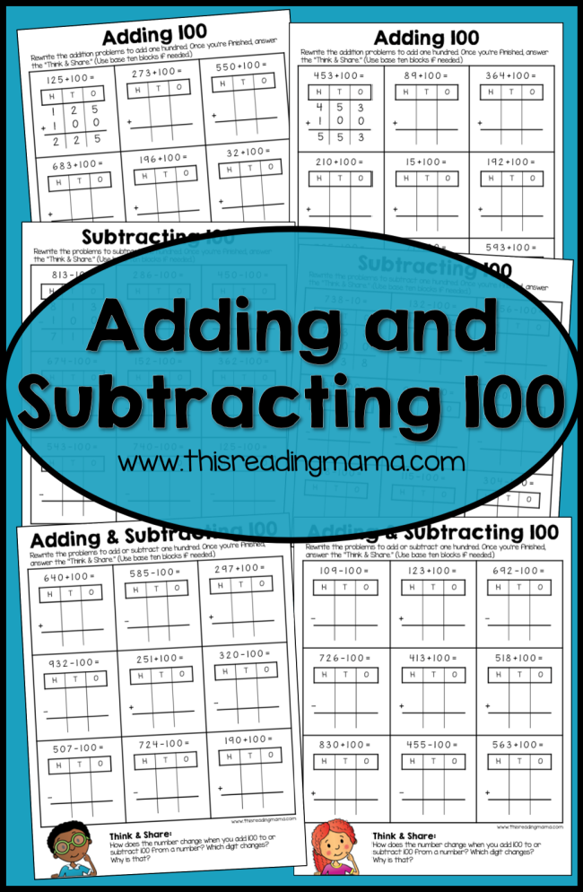 addition and subtraction hundreds worksheets