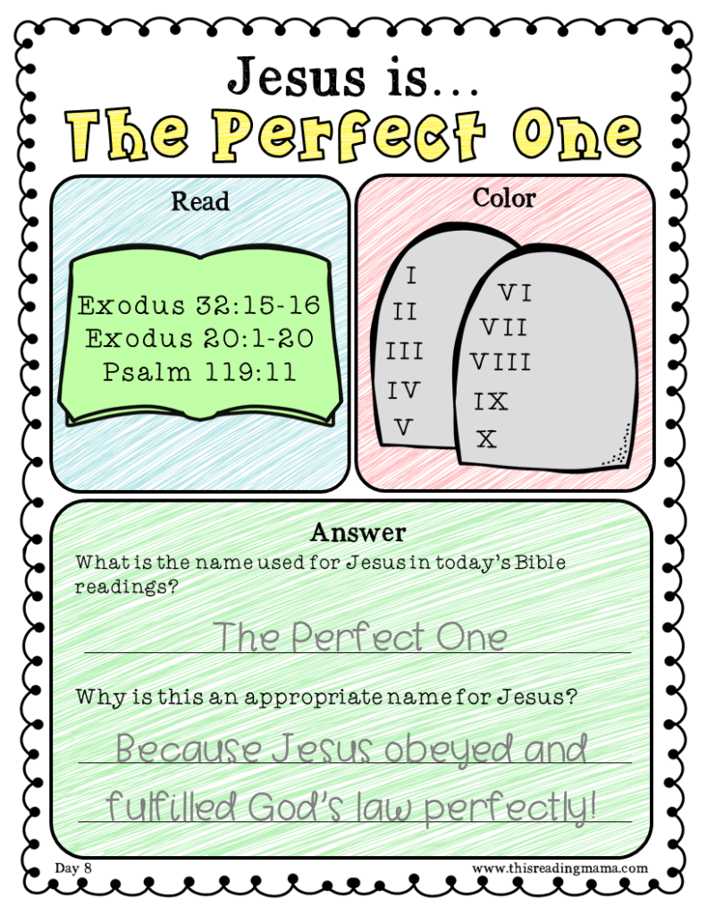 Advent Activity Pages Example - Jesus is the Perfect One - This Reading Mama
