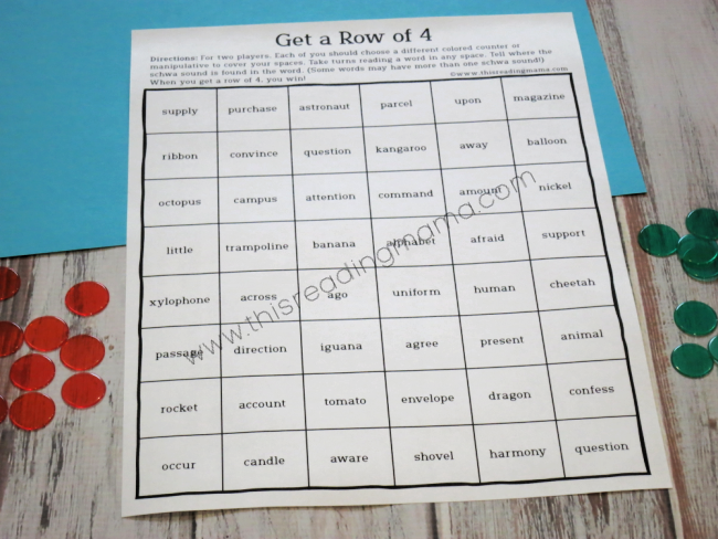 schwa sound game for two players
