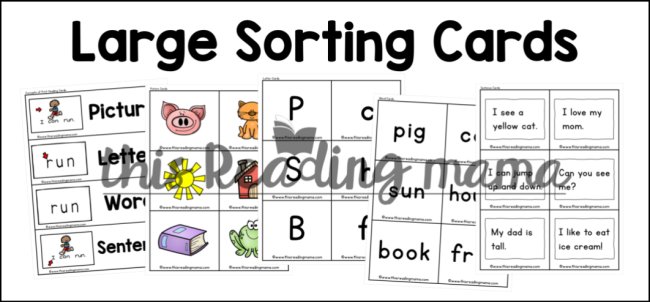 Concepts of Print Sorts - large sorting cards - This Reading Mama