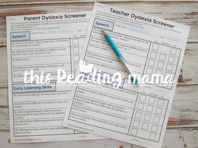 Dyslexia Screener for teachers and parents - This Reading Mama