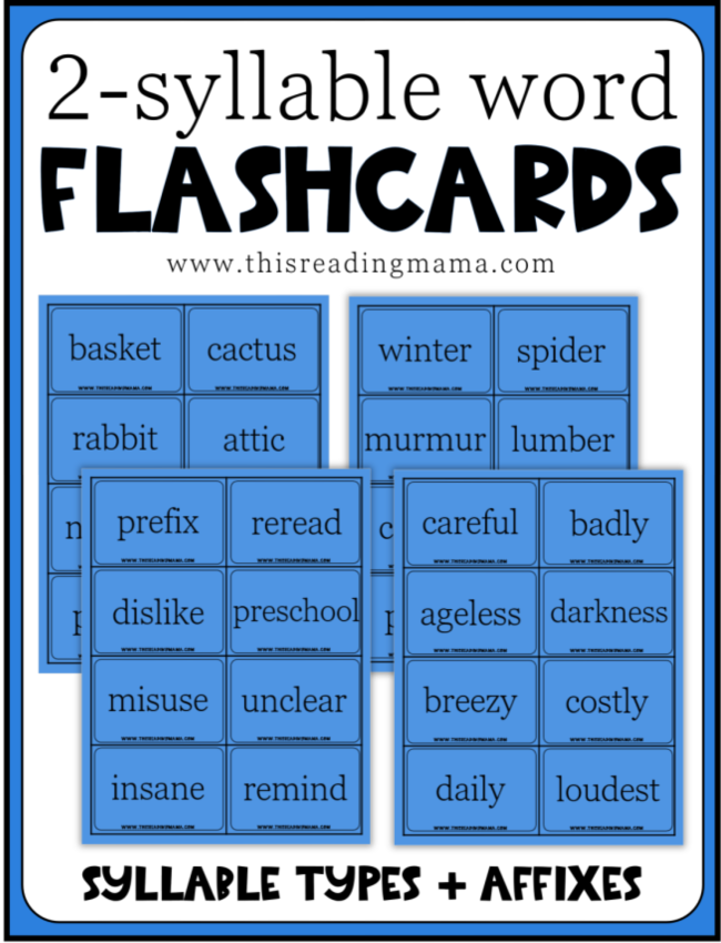 Two-Syllable Words Flashcards (FREE) - This Reading Mama