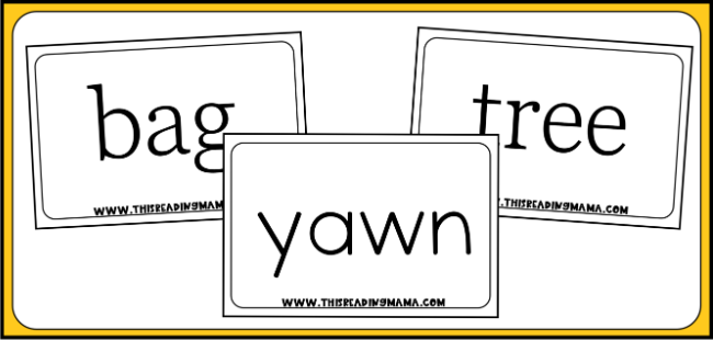 one-syllable words flashcards examples from the free set - This Reading Mama