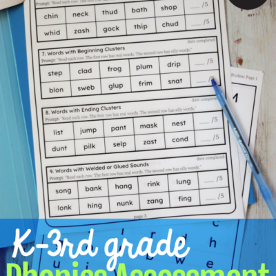 FREE Phonics Assessment for K-3rd grades