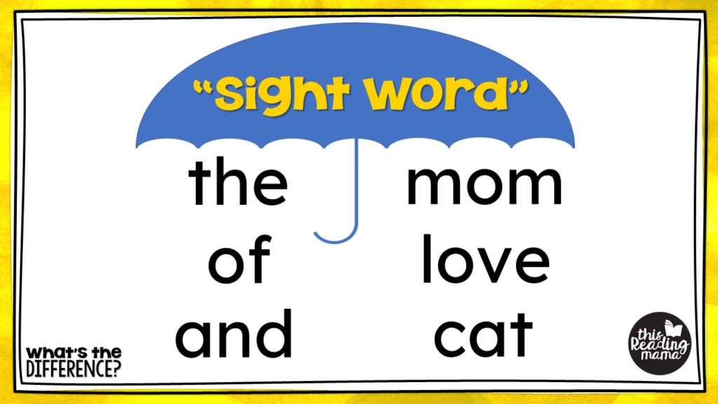sight word is an umbrella term that can include high frequency words