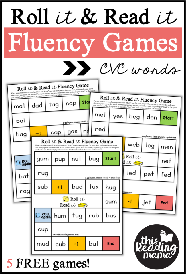 FREE CVC Fluency Games ~ This Reading Mama