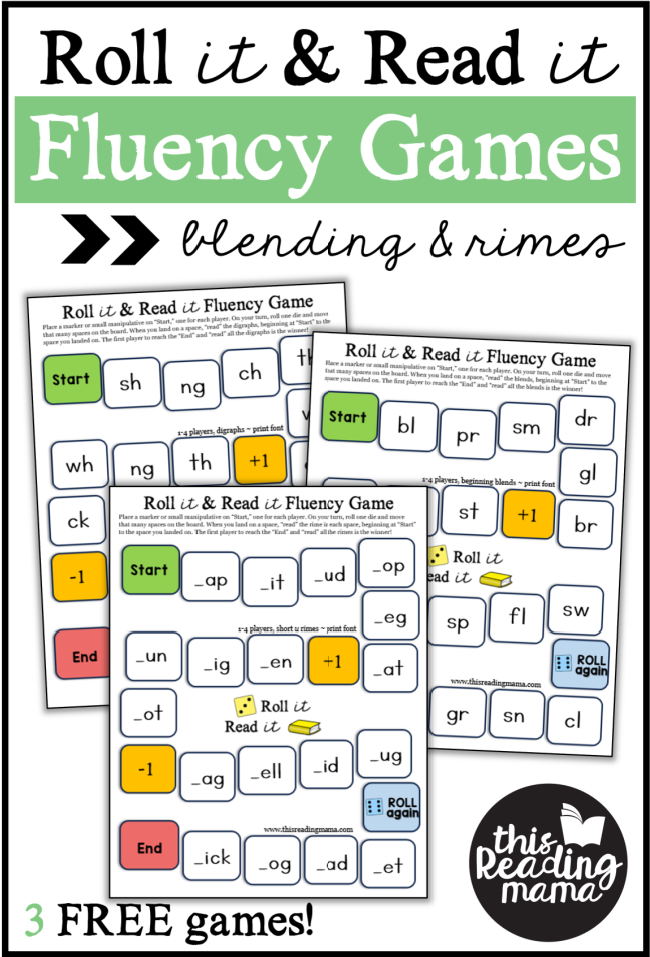 Roll and Read ~ Blending Fluency Games ~ This Reading Mama