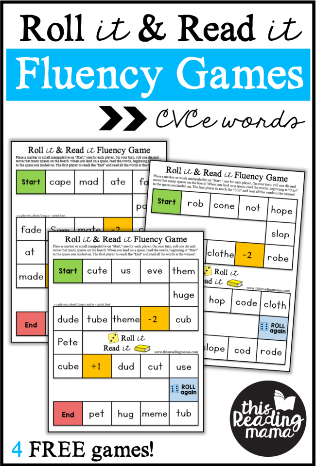 FREE Silent e Fluency Games - This Reading Mama