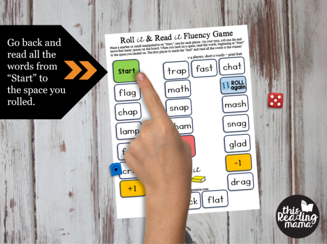FREE Short Vowel Fluency Games - Go back to Start and read each word
