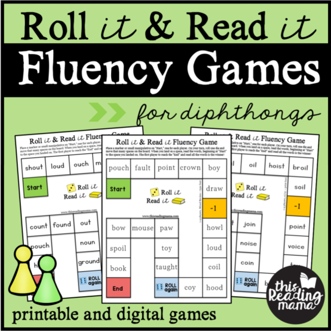 Diphthong Fluency Games - printable and digital games - This Reading Mama