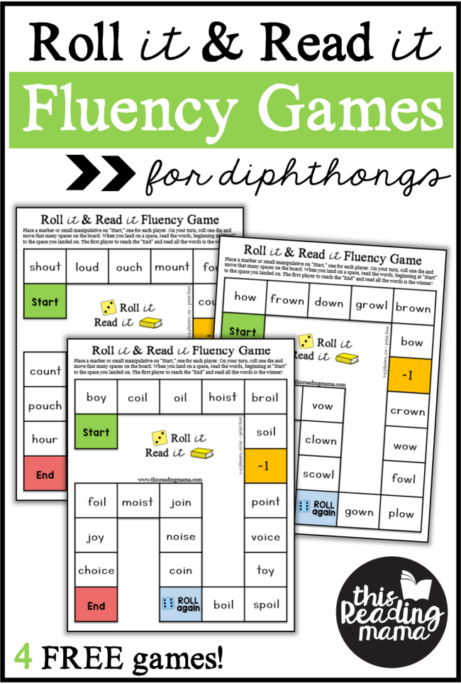 FREE Diphthong Fluency Games - This Reading Mama