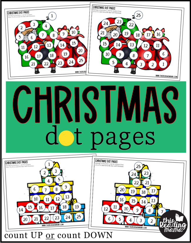 Christmas Dot Pages - count up or down until Christmas Day - This Reading Mama