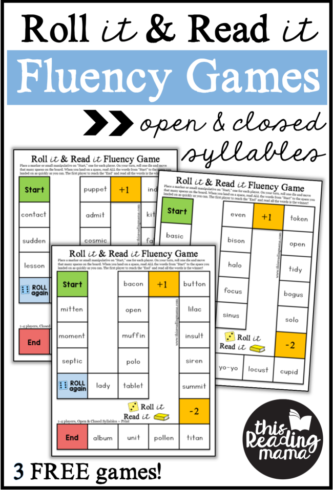 Open and Closed Syllables Fluency Games {FREE!} - This Reading Mama