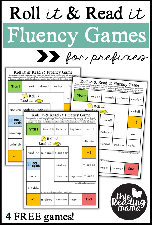 4 FREE Prefixes Fluency Games ~ This Reading Mama