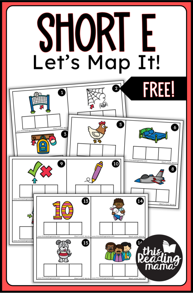 Short e Mapping Task Cards - 16 FREE Cards - This Reading Mama