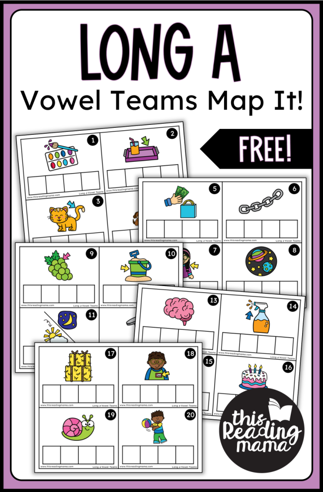 Long a Vowel Team Mapping Cards - FREE printable cards - This Reading Mama
