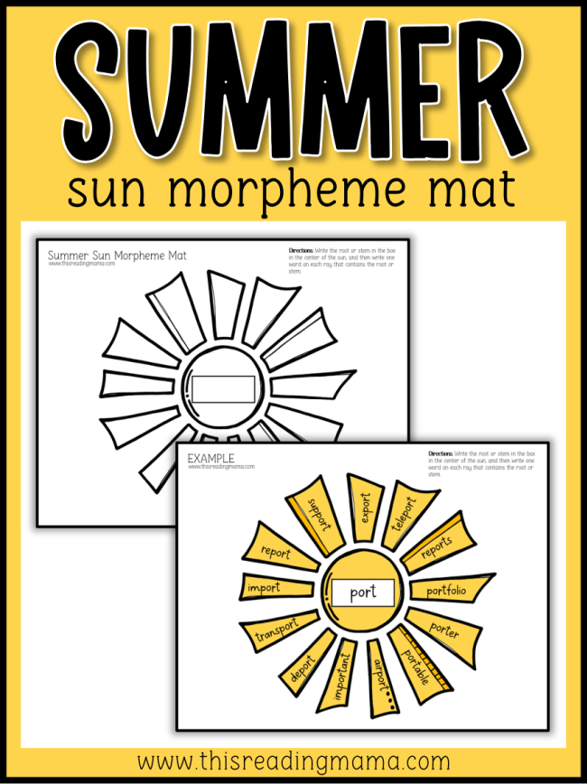FREE Summer Sun Morpheme Mat - This Reading Mama